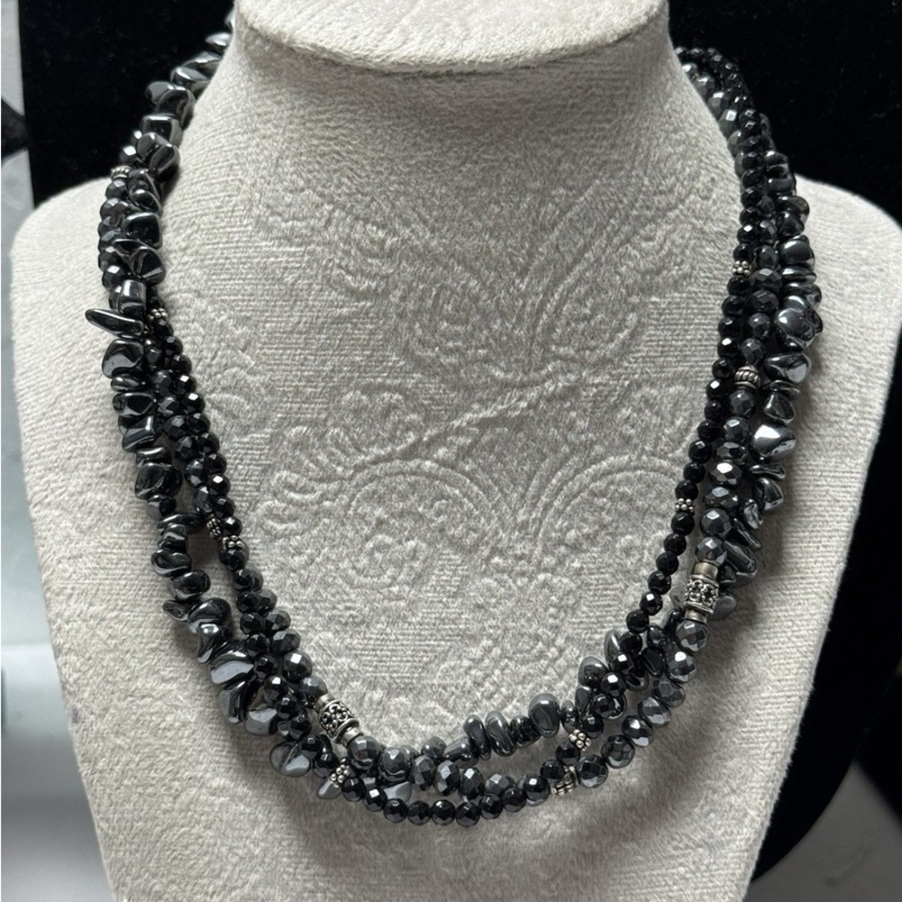 Silpada Black and Silver Beaded Choker Necklace